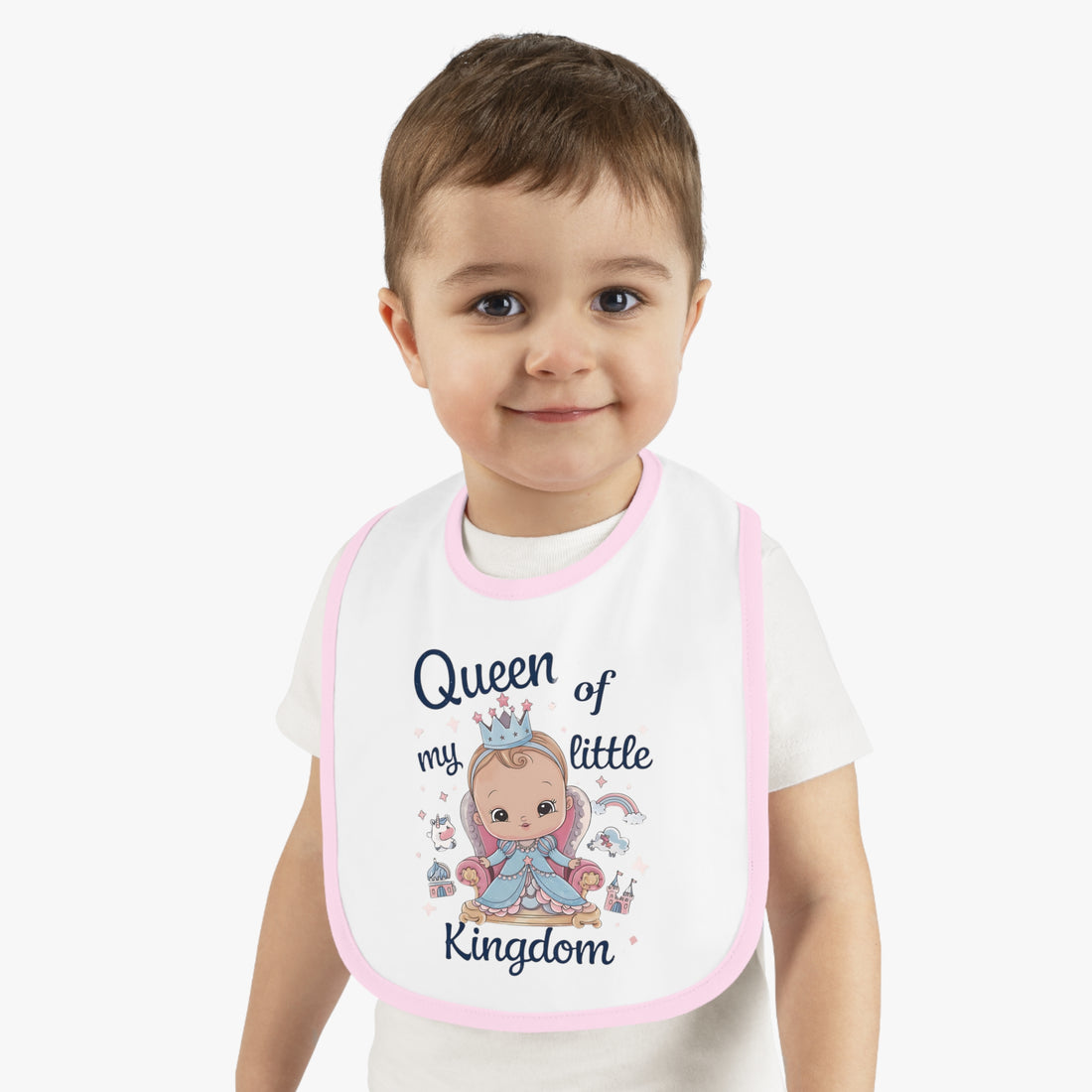 "Queen of my little kingdom" Baby Contrast Trim Jersey Bib