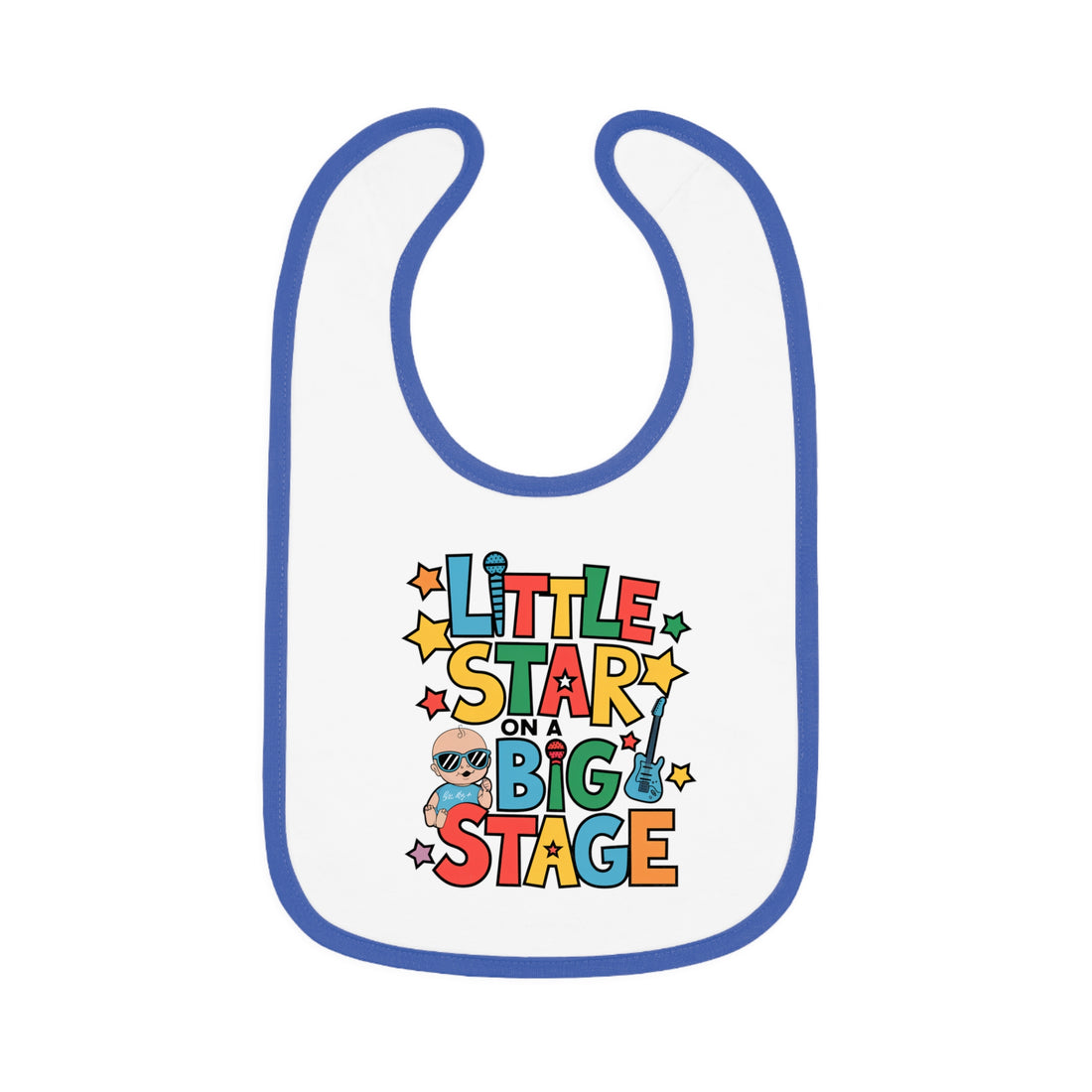 "Little star on a big stage" Baby Contrast Trim Jersey Bib