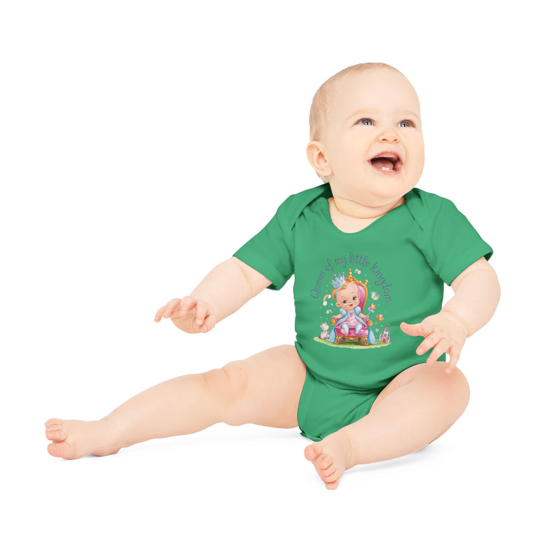 "Queen of my little kingdom" Baby Organic Short Sleeve Bodysuit