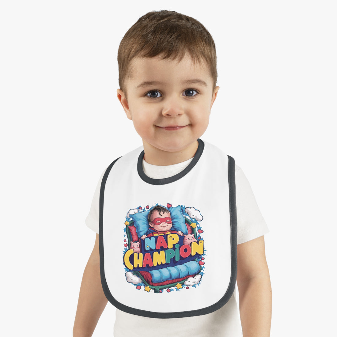 "Nap champion" Baby Contrast Trim Jersey Bib