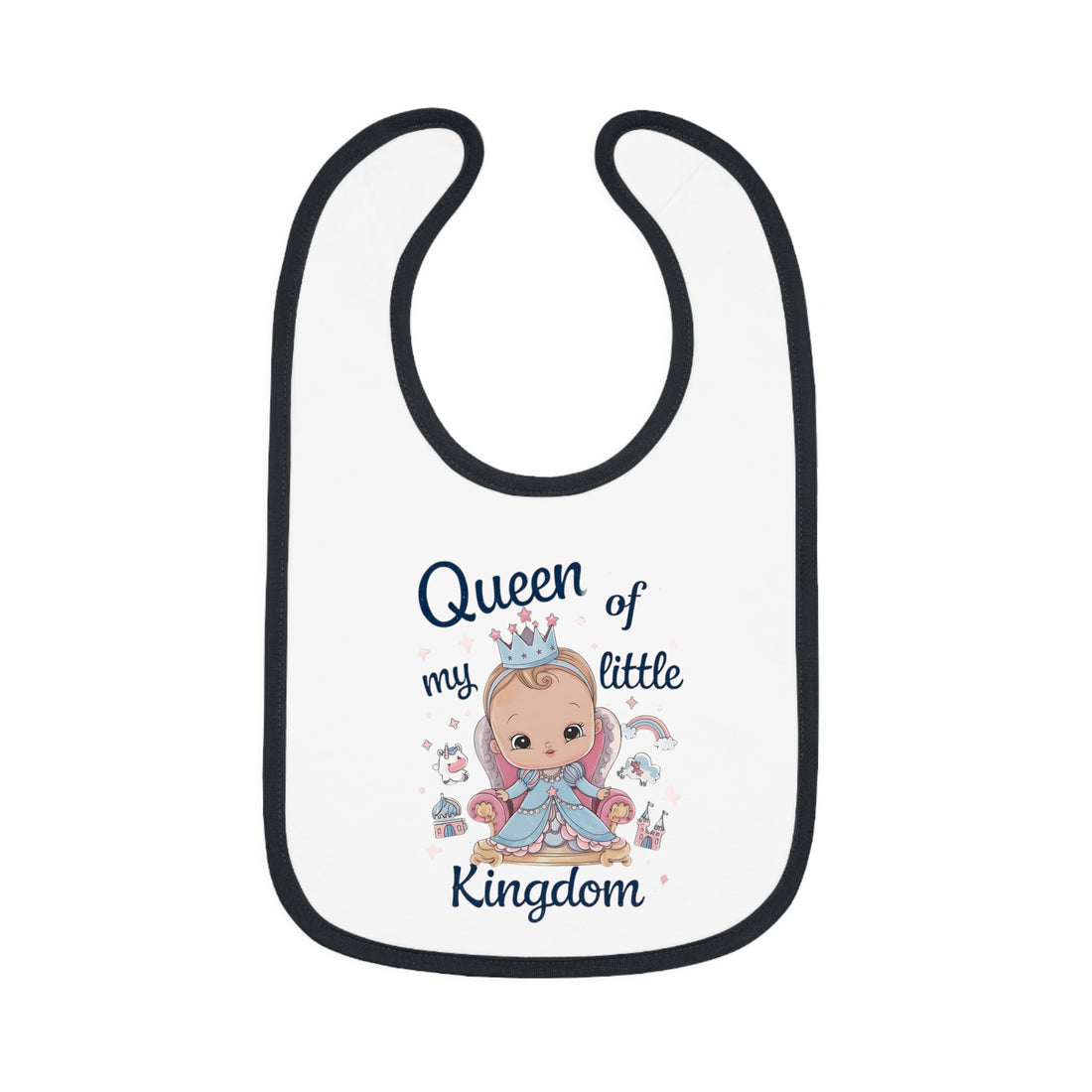 "Queen of my little kingdom" Baby Contrast Trim Jersey Bib