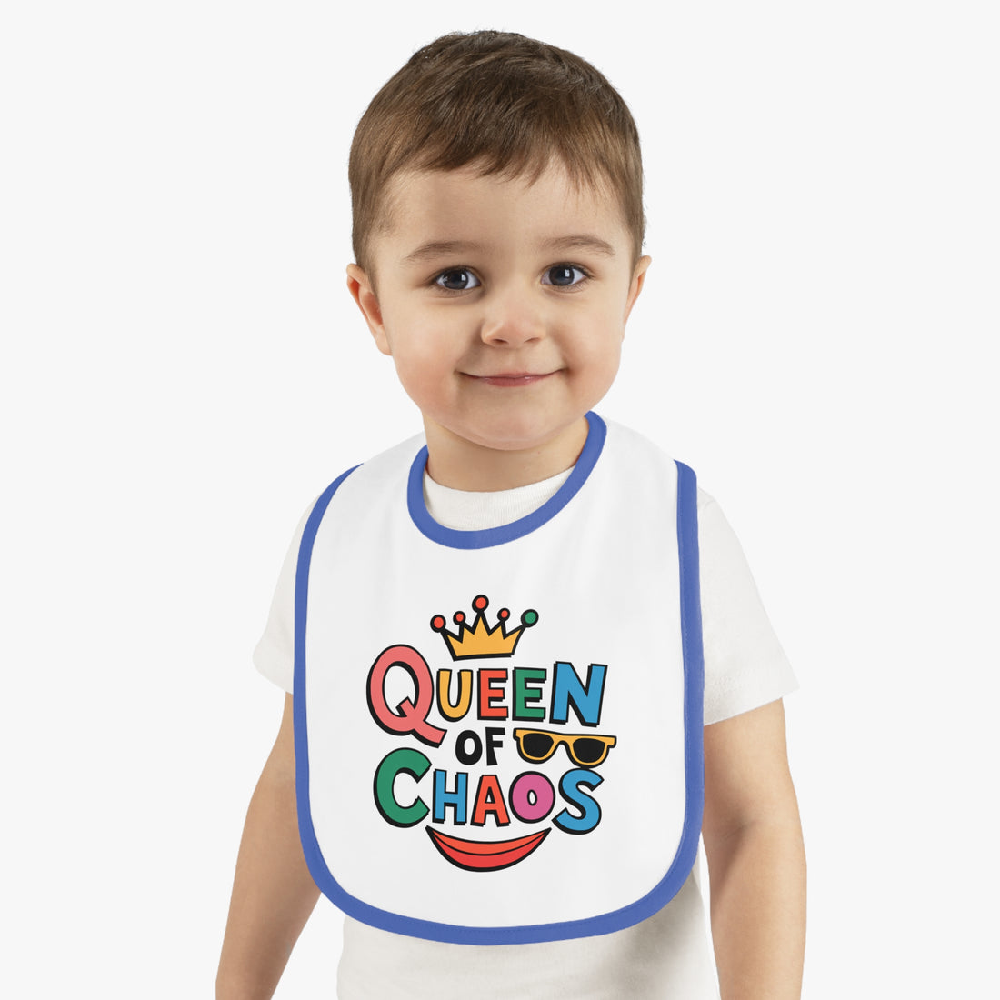 "Queen of chaos" Baby Contrast Trim Jersey Bib