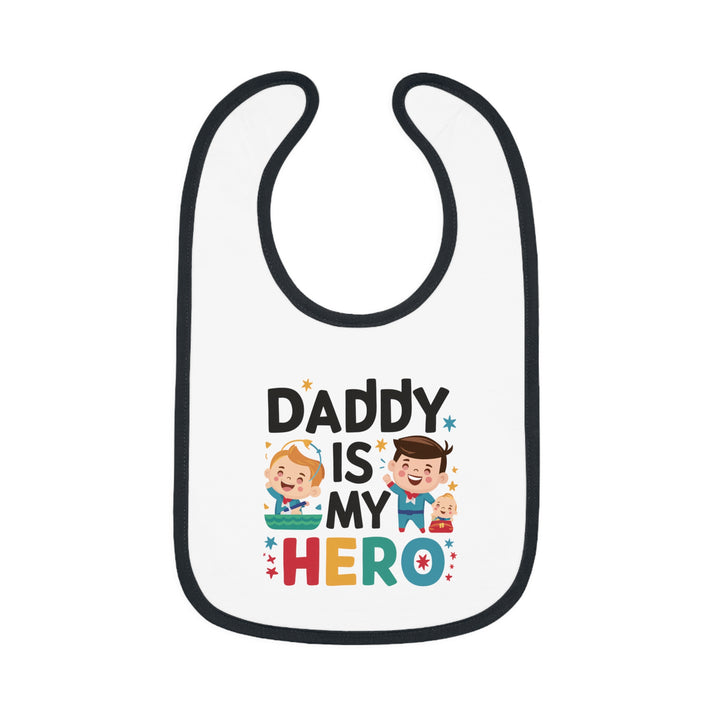 "Daddy is my hero" Baby Contrast Trim Jersey Bib