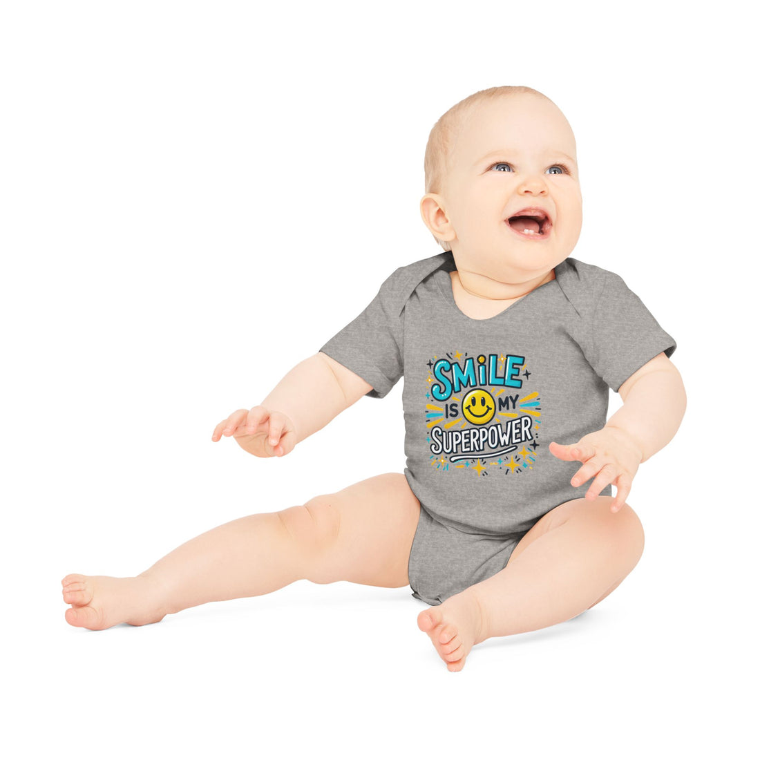 "Smile is my superpower" Baby Organic Short Sleeve Bodysuit