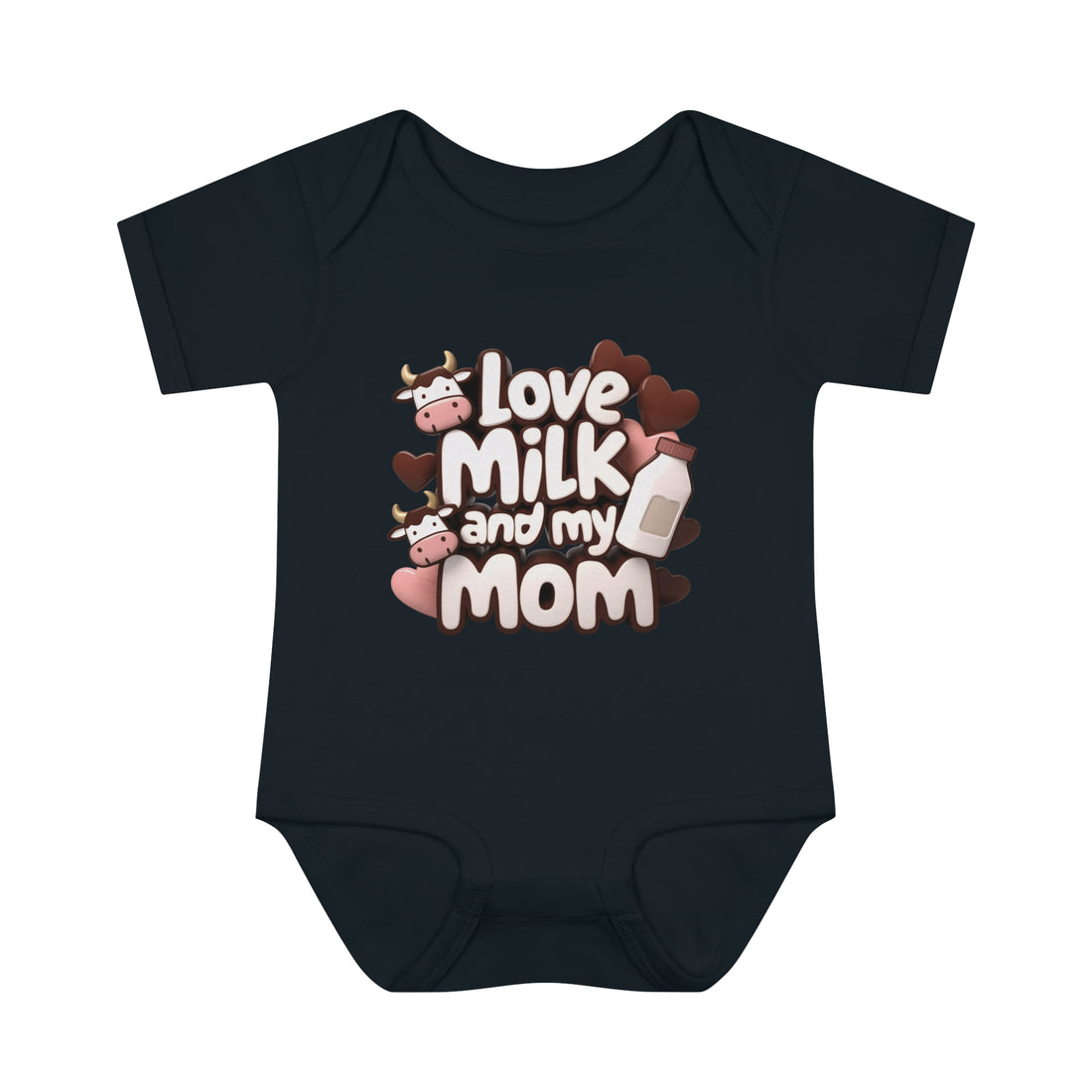 "Love milk and my mom" Infant Baby Rib Bodysuit