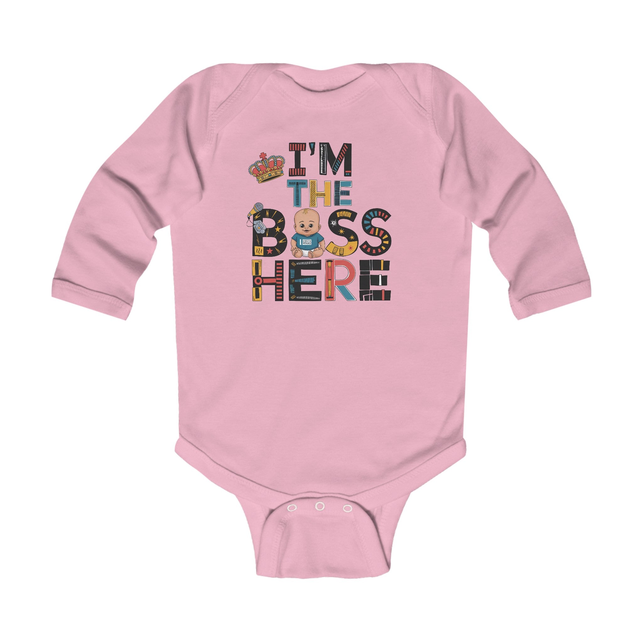 "I'm the boss here" Infant Long Sleeve Bodysuit