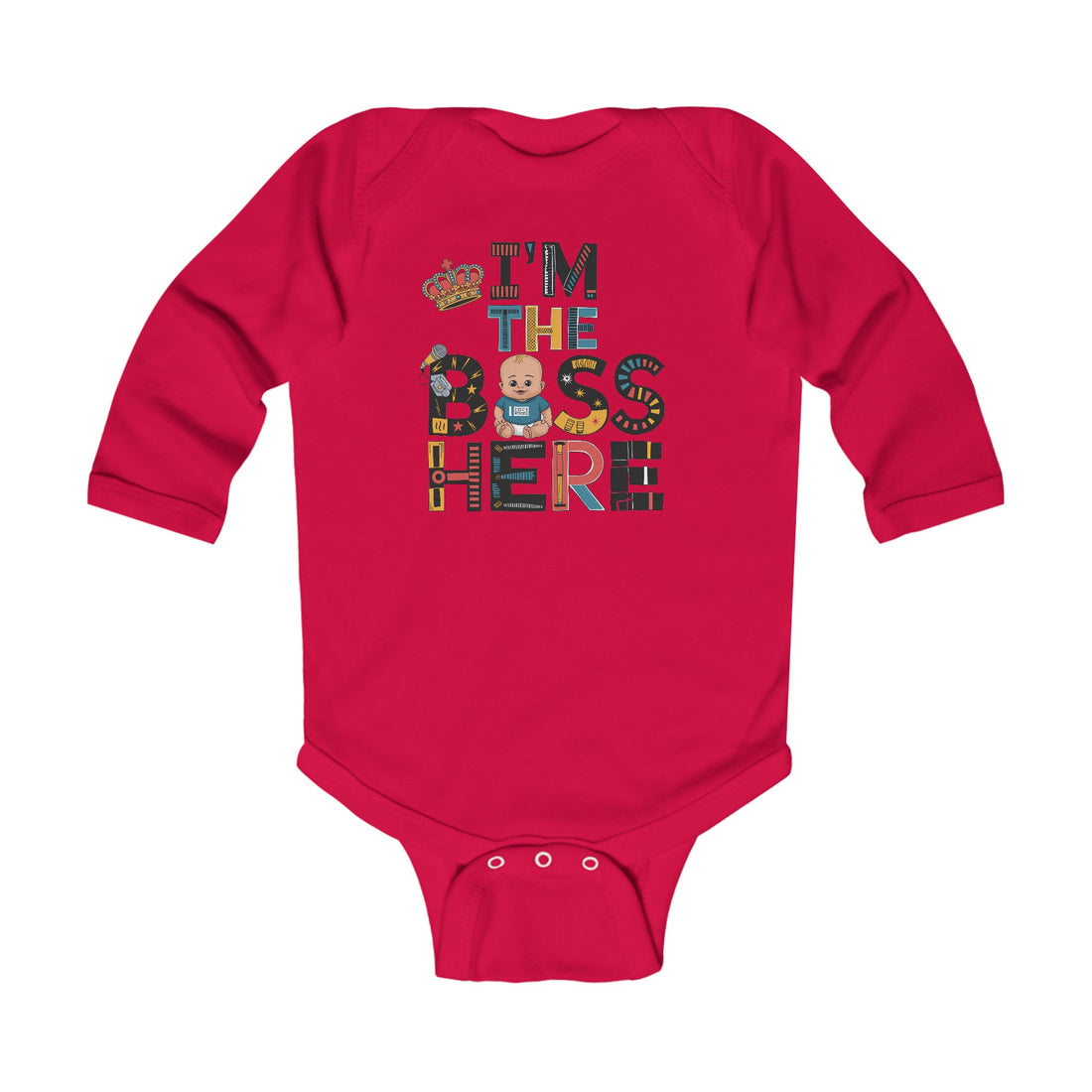 "I'm the boss here" Infant Long Sleeve Bodysuit