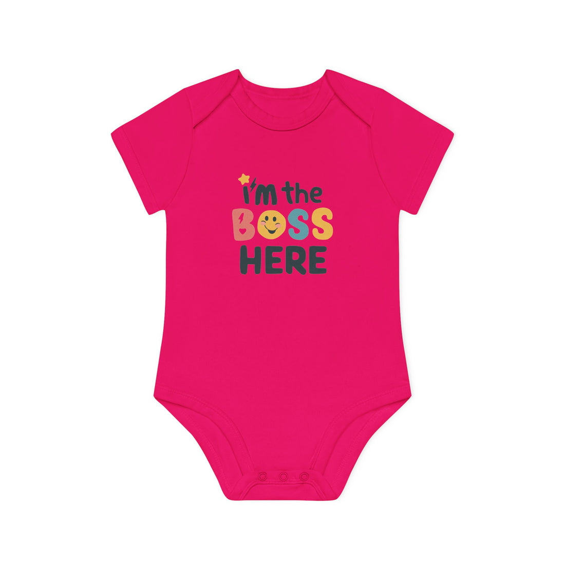 "I'm the boss here" Baby Organic Short Sleeve Bodysuit