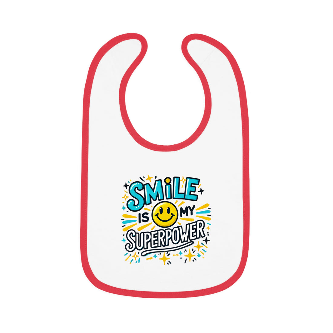 "Smile is my superpower" Baby Contrast Trim Jersey Bib