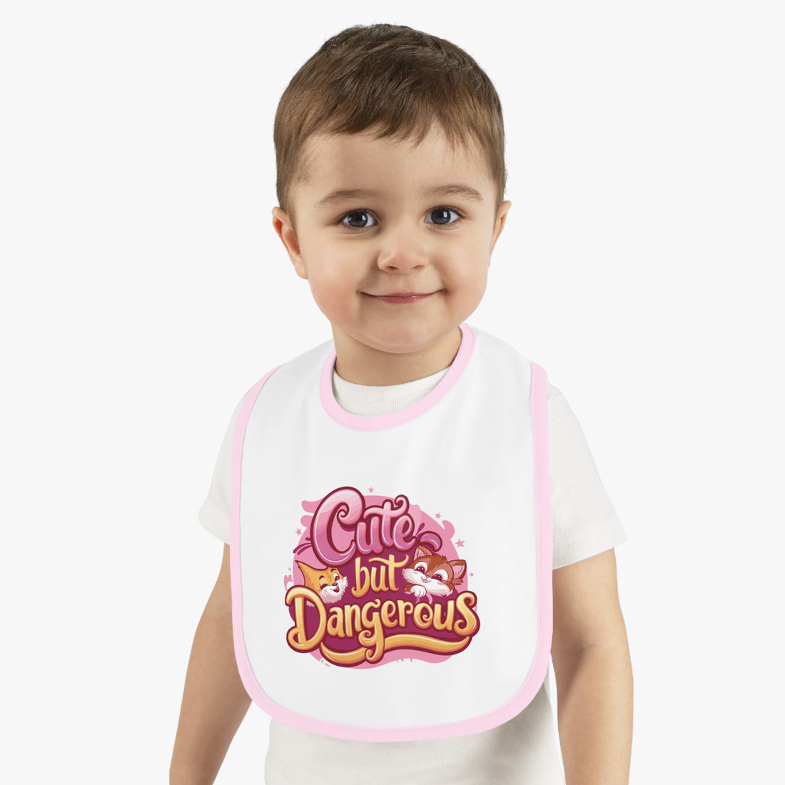 "Cute but dangerous" Baby Contrast Trim Jersey Bib