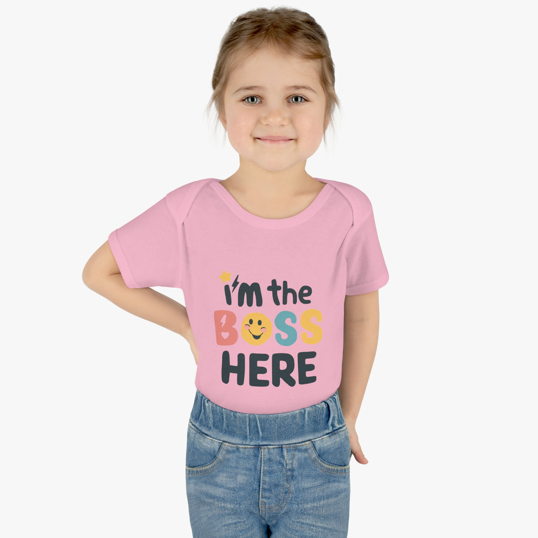 "I'm the boss here" Infant Baby Rib Bodysuit