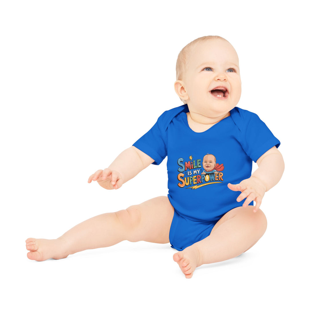 "Smile is my superpower" Baby Organic Short Sleeve Bodysuit