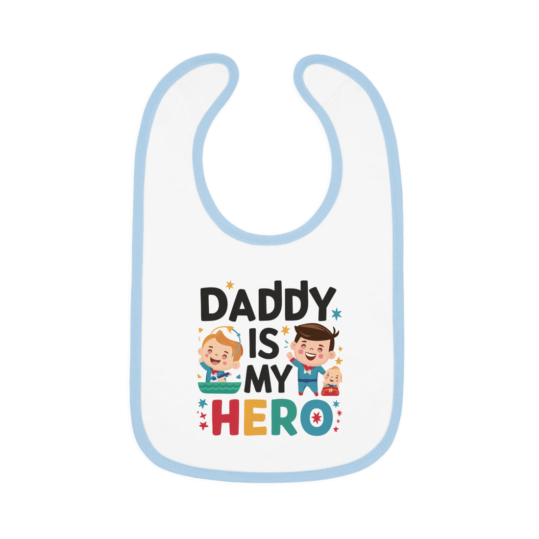 "Daddy is my hero" Baby Contrast Trim Jersey Bib