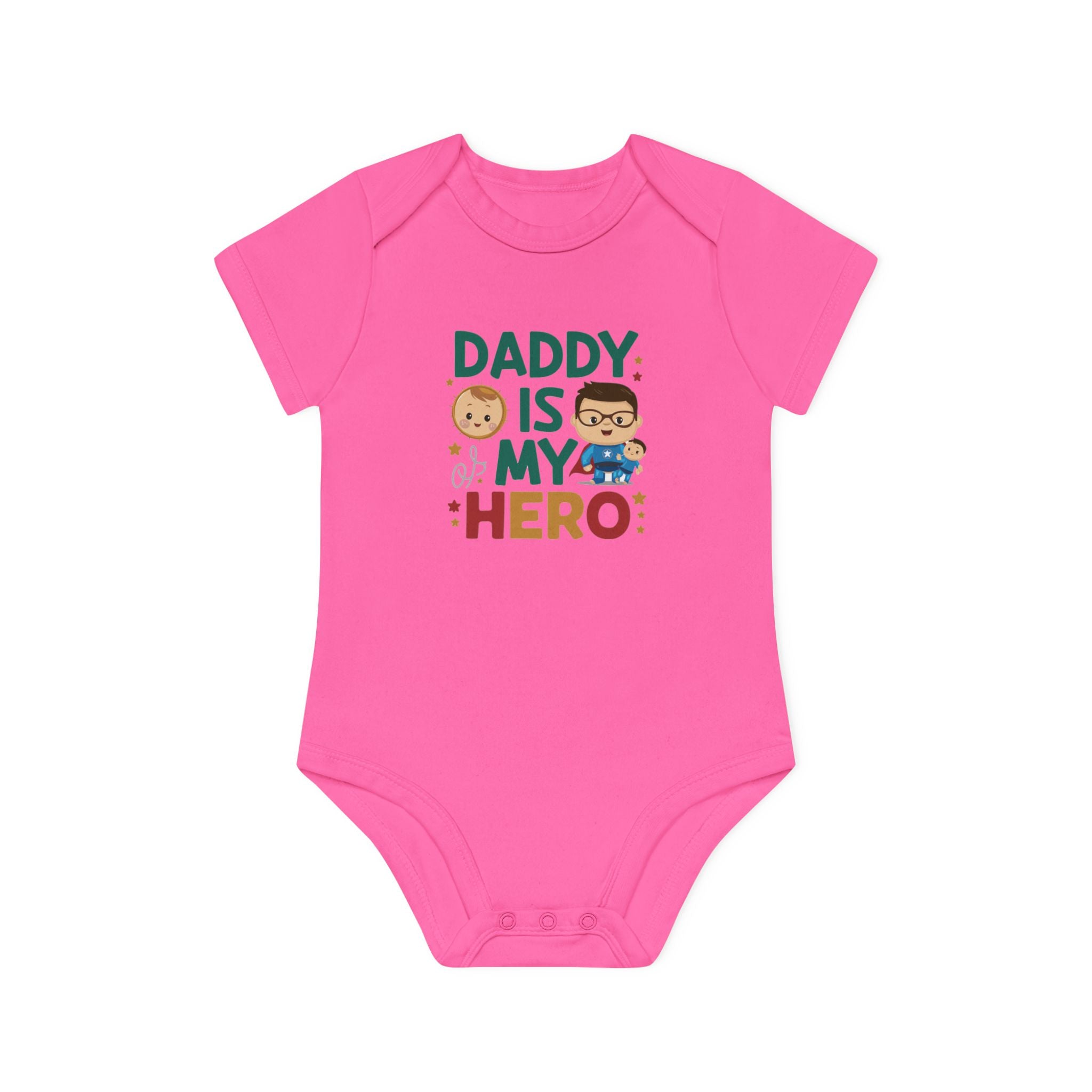 "Daddy is my hero" Baby Organic Short Sleeve Bodysuit