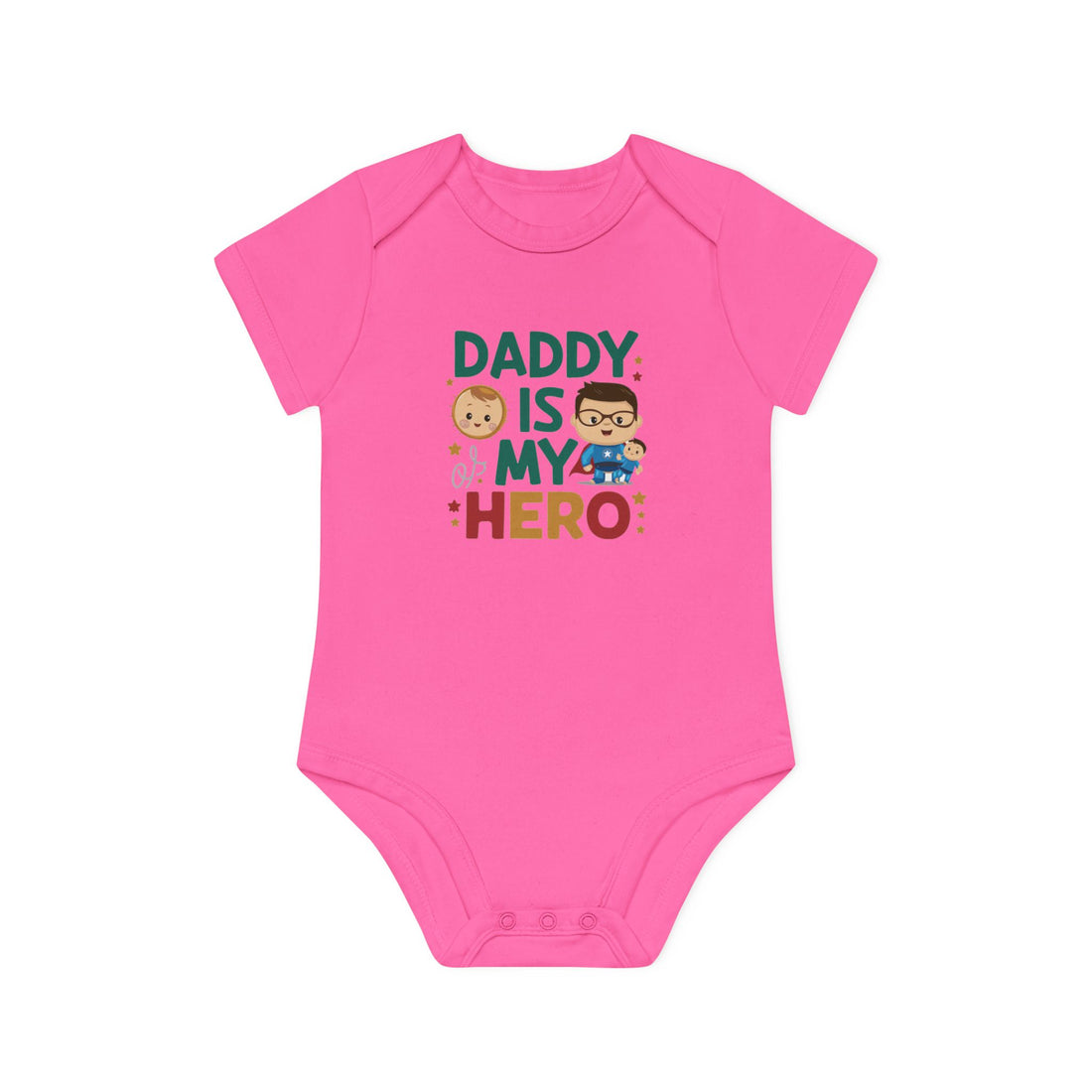 "Daddy is my hero" Baby Organic Short Sleeve Bodysuit