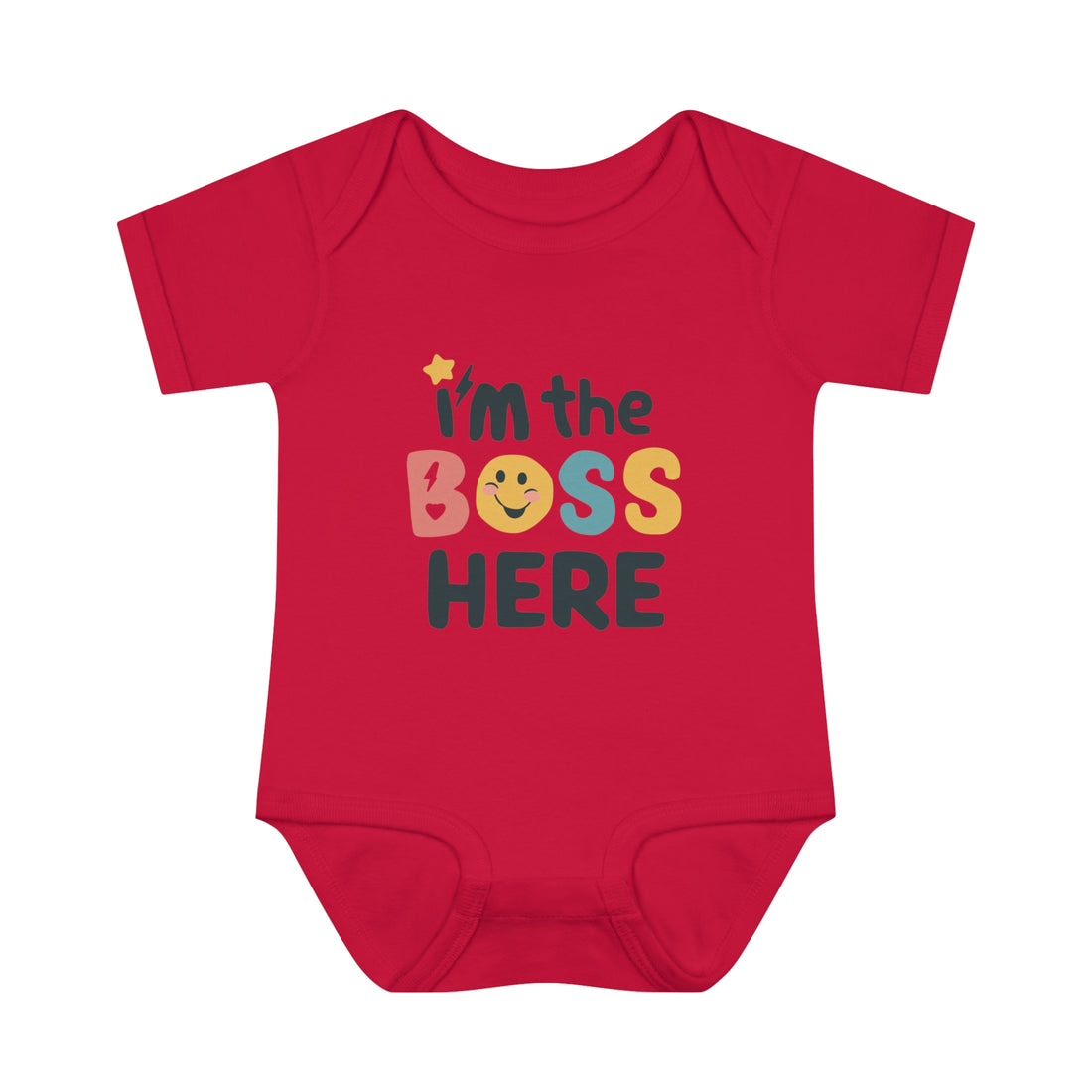 "I'm the boss here" Infant Baby Rib Bodysuit