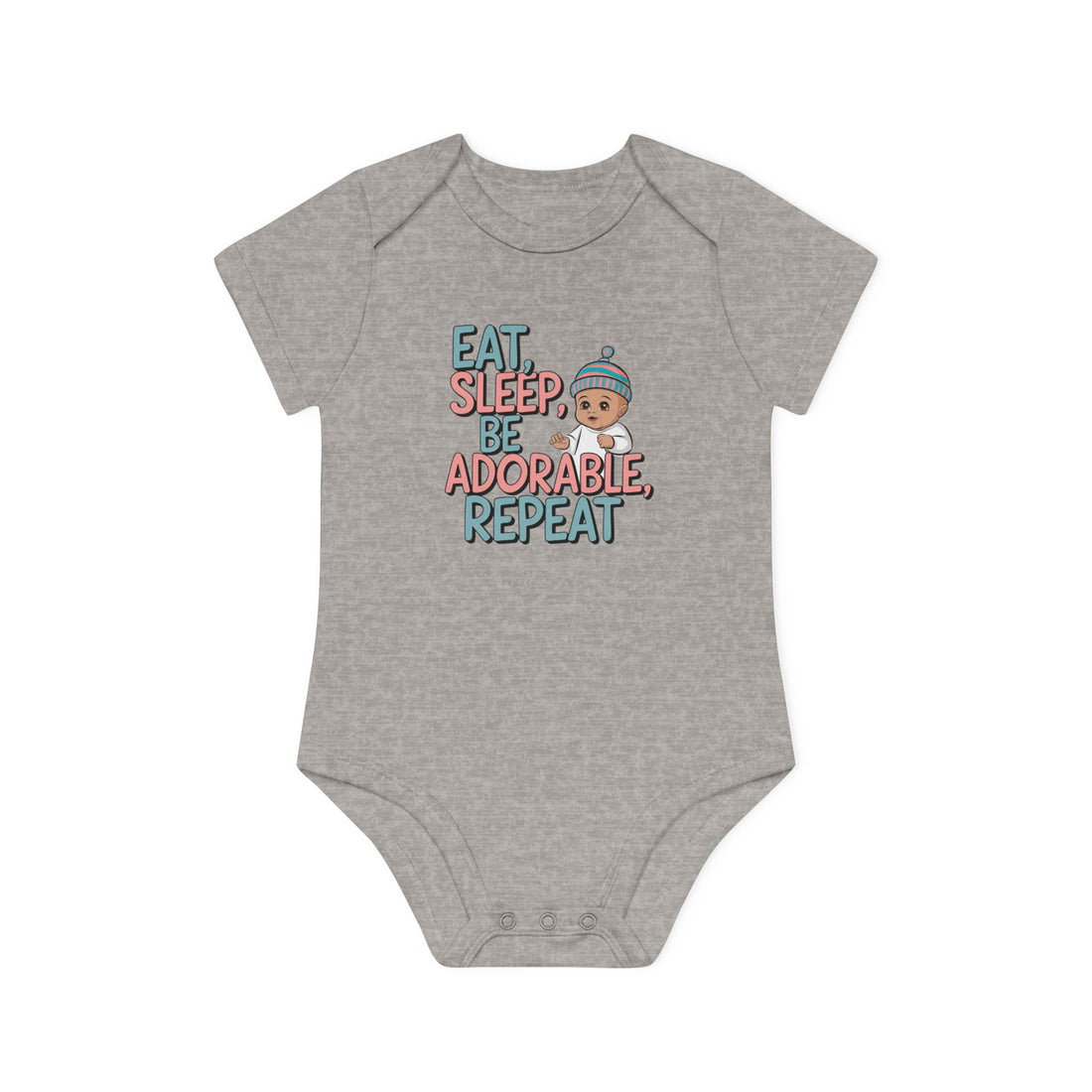 "Eat, sleep, be adorable, repeat" Baby Organic Short Sleeve Bodysuit