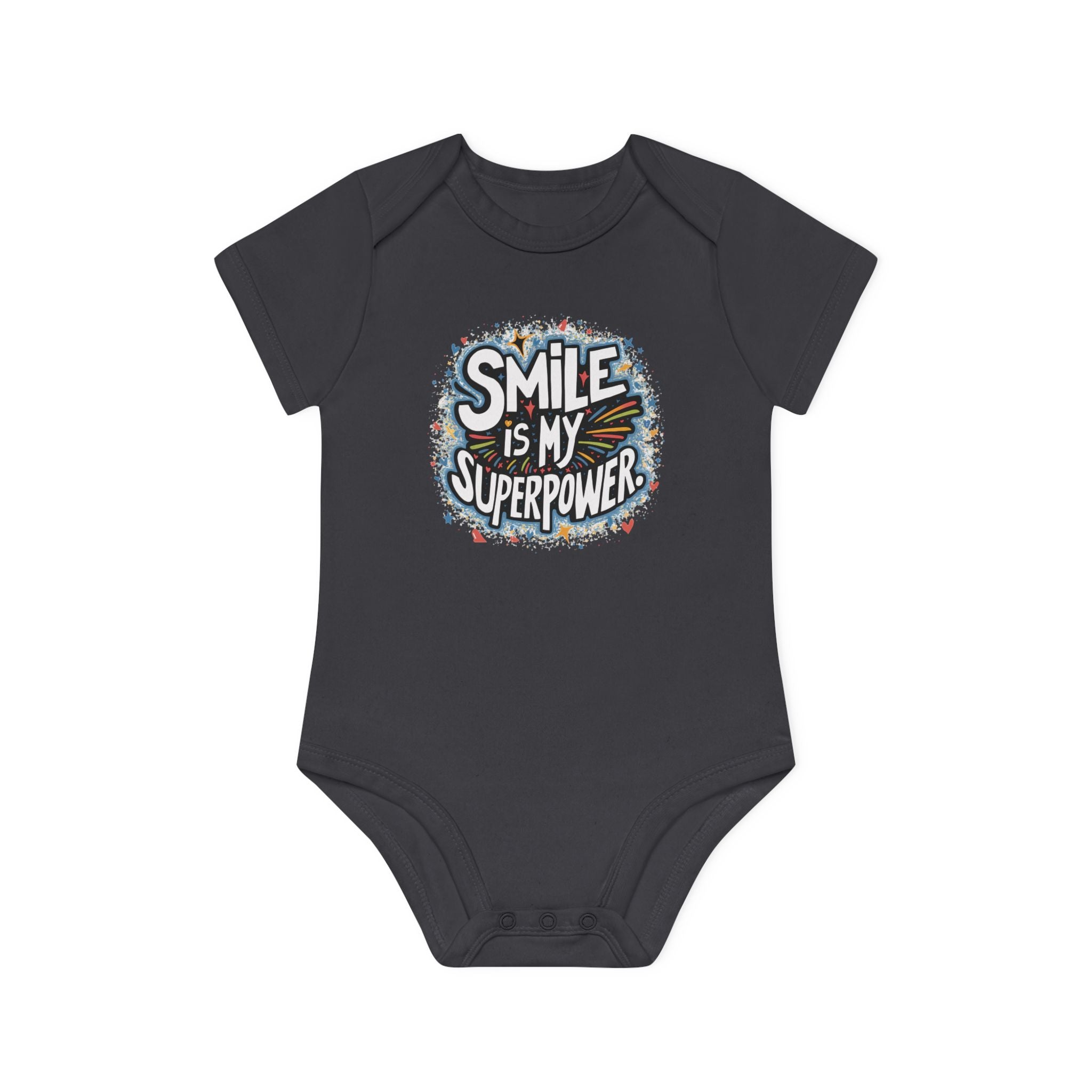 "Smile is my superpower" Baby Organic Short Sleeve Bodysuit