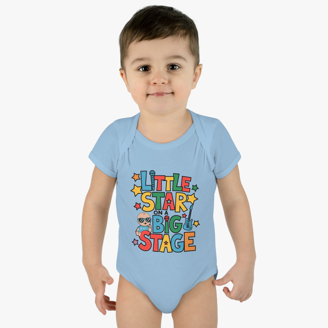 "Little star on a big stage" Infant Baby Rib Bodysuit