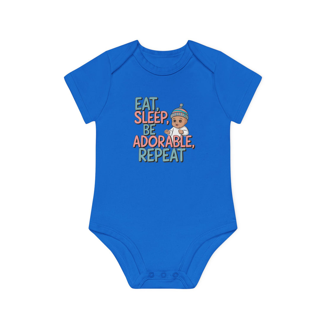 "Eat, sleep, be adorable, repeat" Baby Organic Short Sleeve Bodysuit