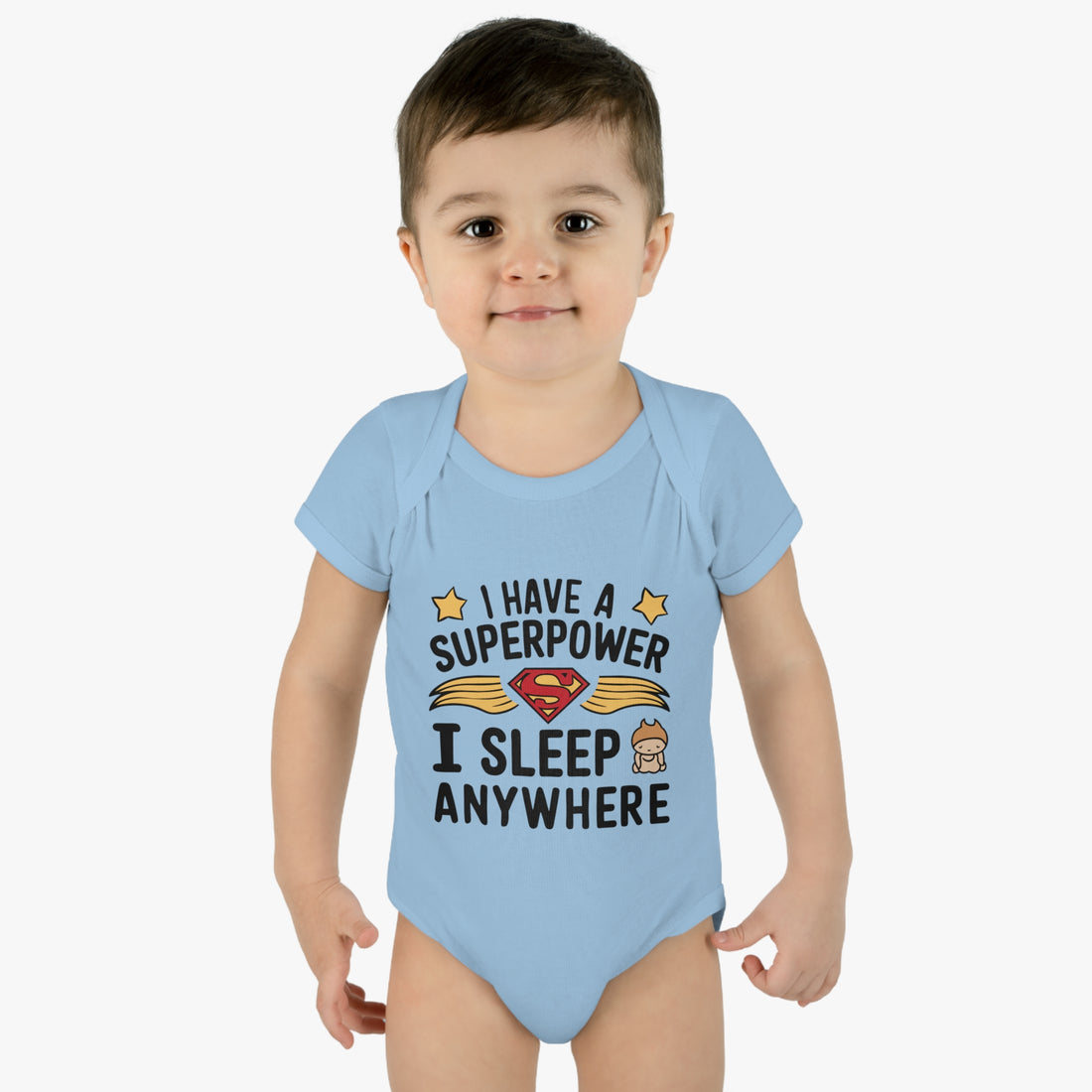 "I have a superpower I sleep anywhere" Infant Baby Rib Bodysuit