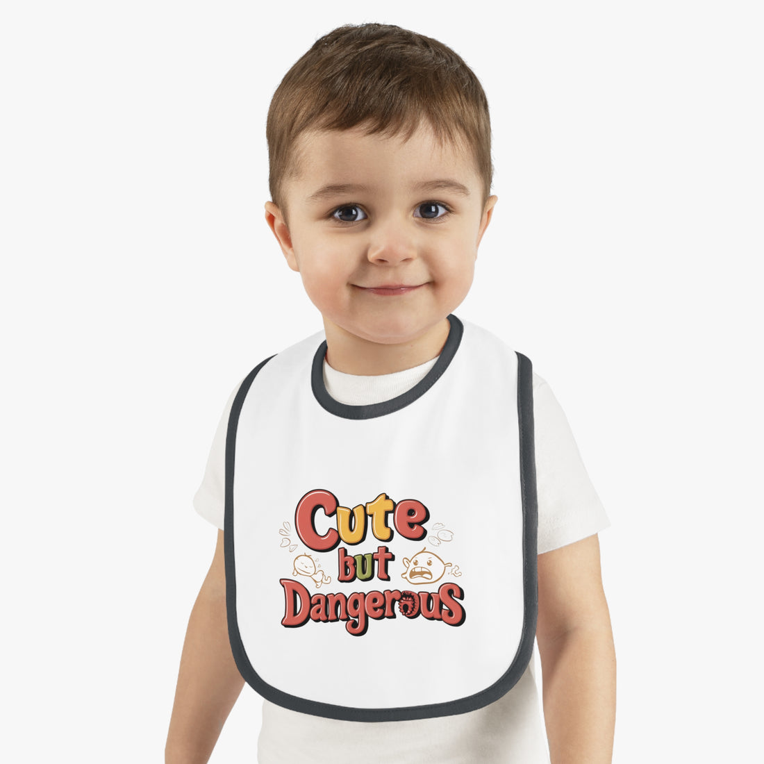 "Cute but dangerous" Baby Contrast Trim Jersey Bib