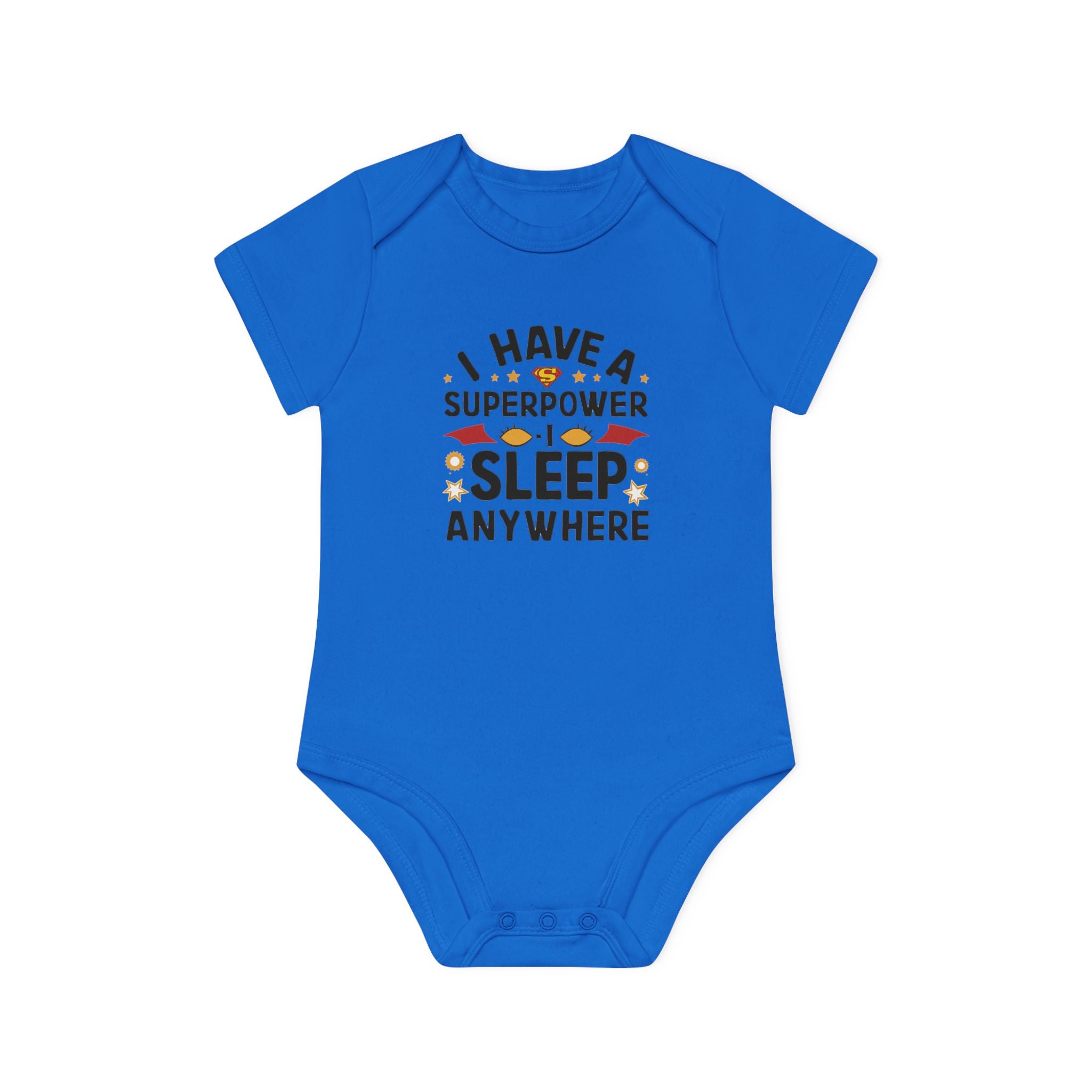 "I have a superpower I sleep anywhere" Baby Organic Short Sleeve Bodysuit