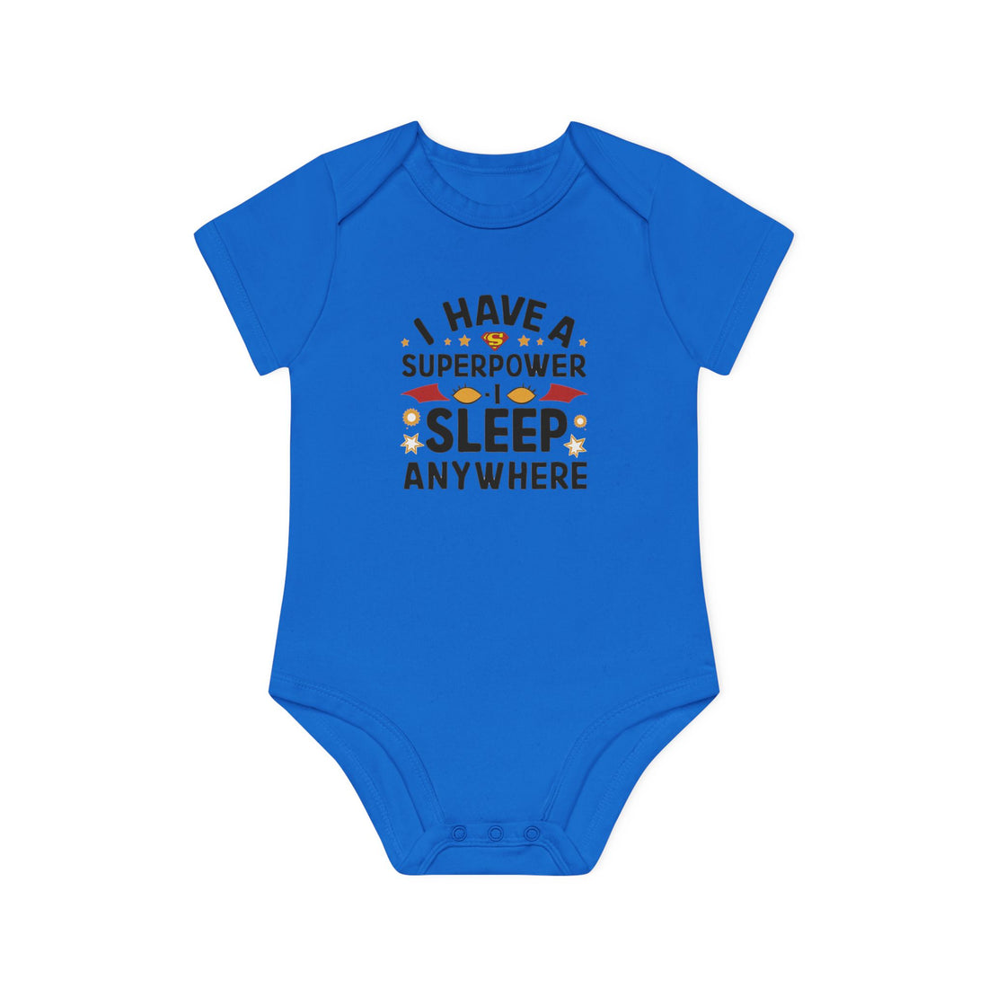 "I have a superpower I sleep anywhere" Baby Organic Short Sleeve Bodysuit