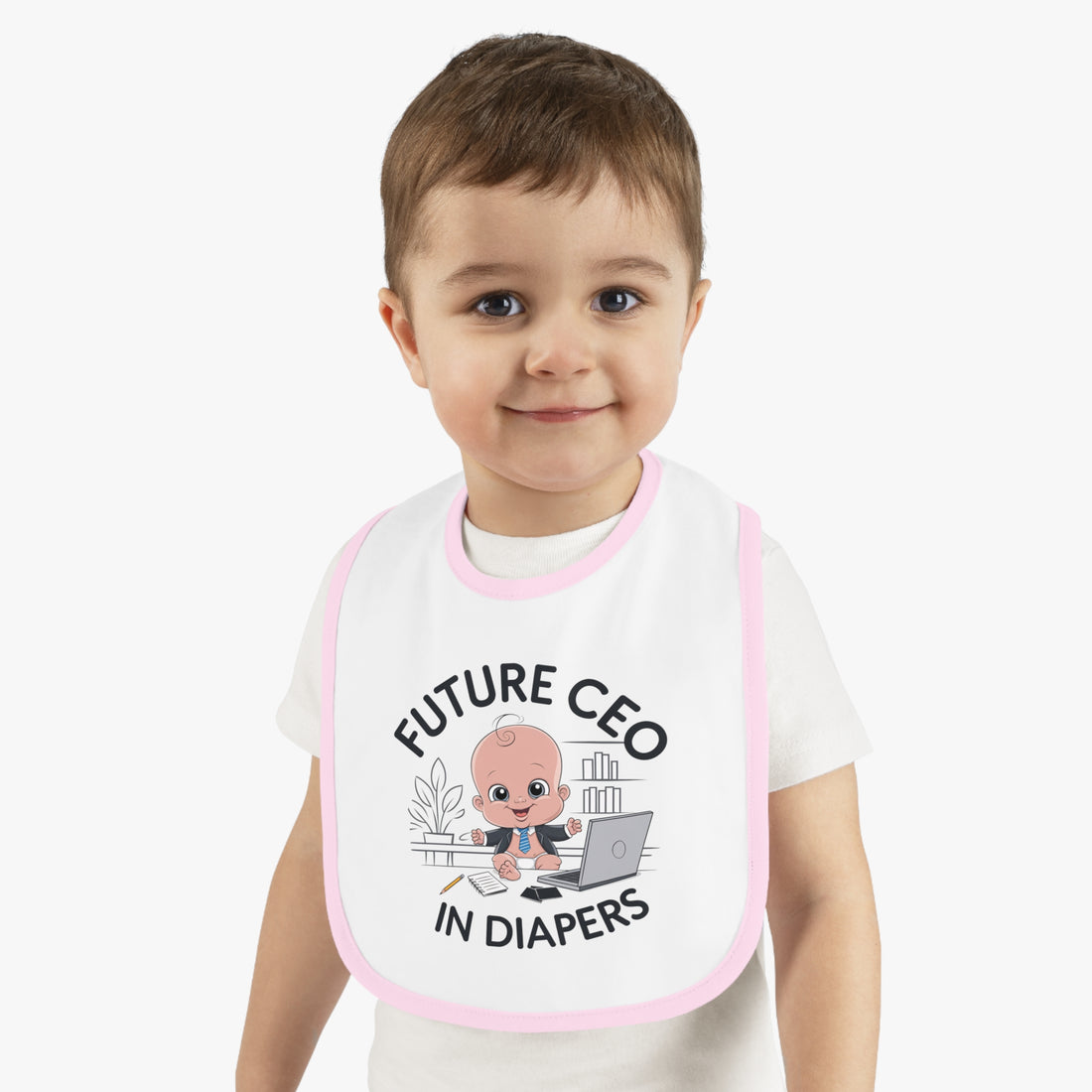 "Future CEO in diapers" Baby Contrast Trim Jersey Bib