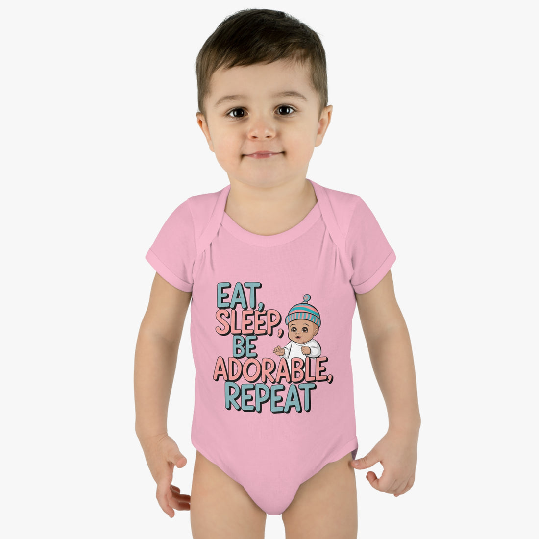 "Eat,sleep,be adorable,repeat" Infant Baby Rib Bodysuit