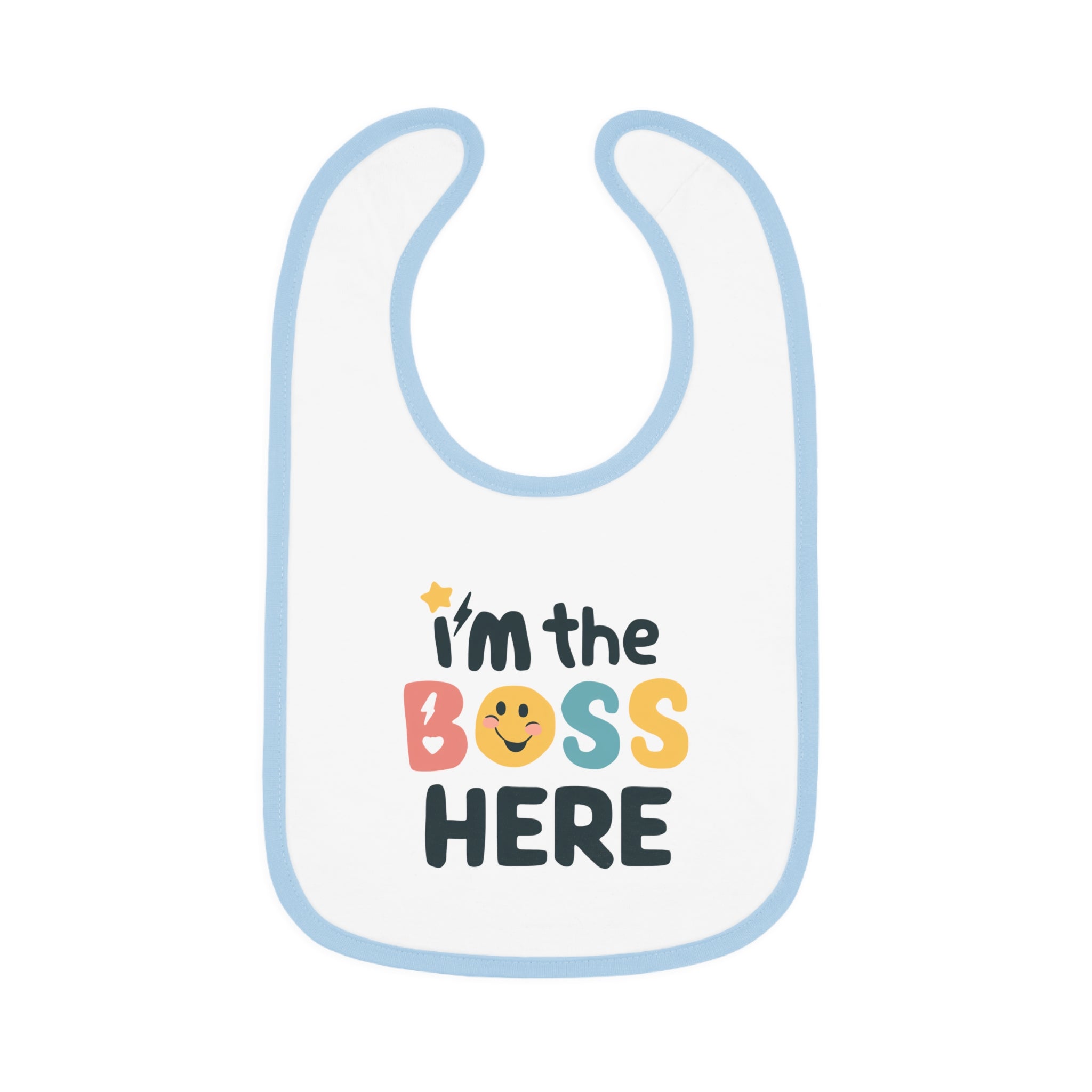 "I'm the boss here" Baby Contrast Trim Jersey Bib