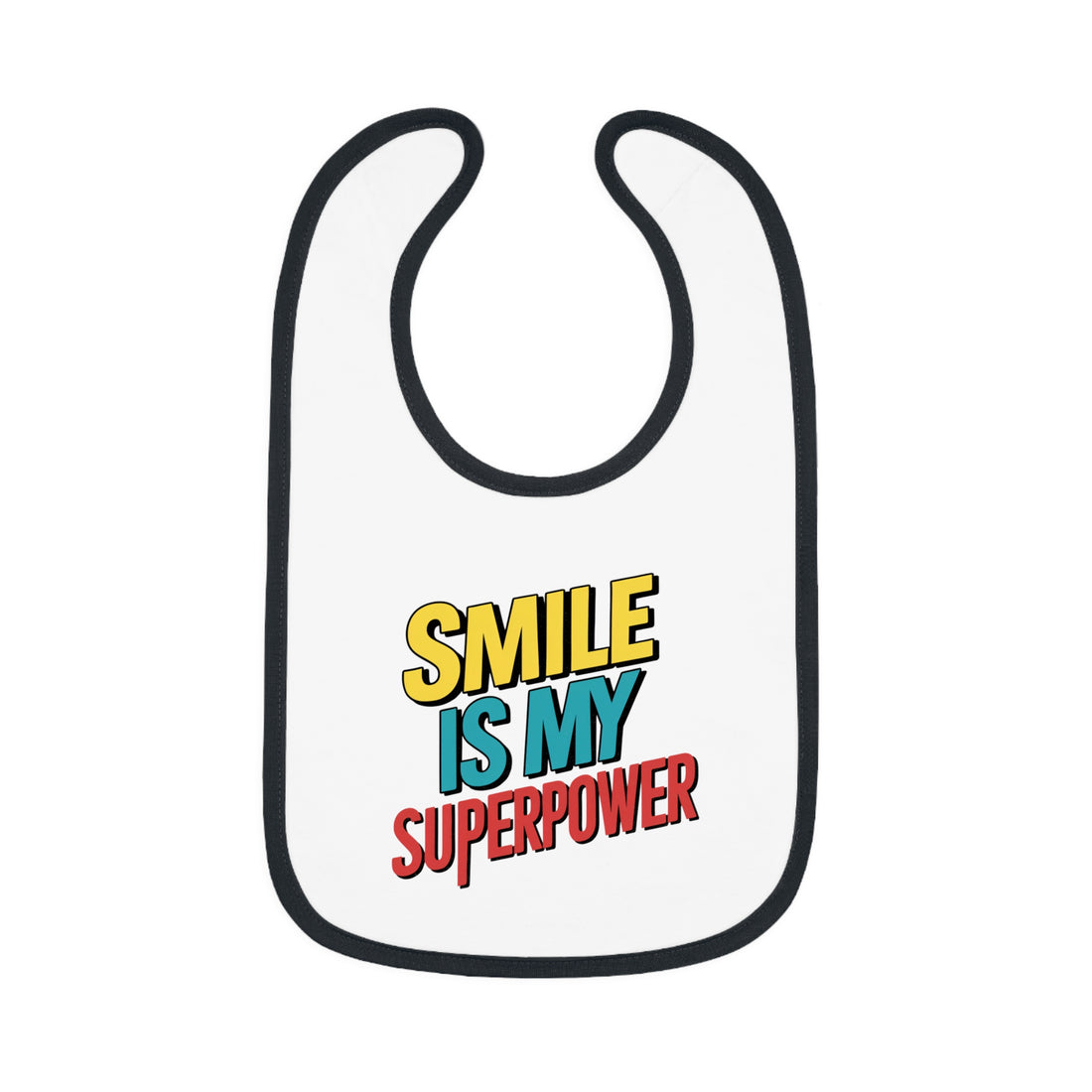 "Smile is my superpower" Baby Contrast Trim Jersey Bib