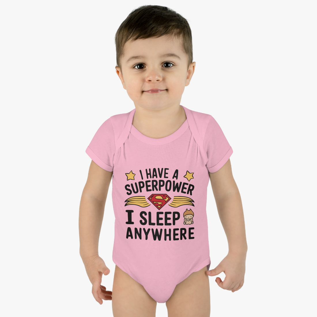 "I have a superpower I sleep anywhere" Infant Baby Rib Bodysuit