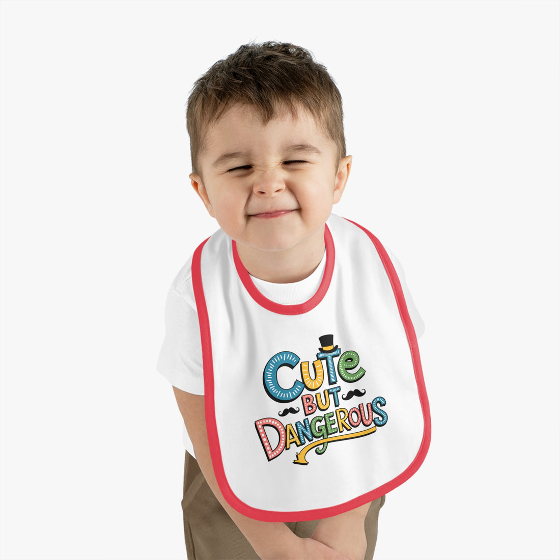 "Cute but dangerous" Baby Contrast Trim Jersey Bib