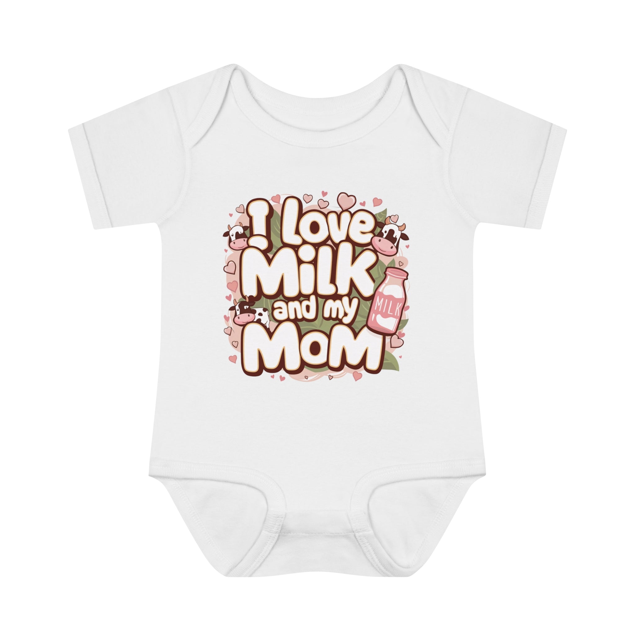 "I love milk and my mom" Infant Baby Rib Bodysuit