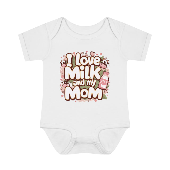 "I love milk and my mom" Infant Baby Rib Bodysuit