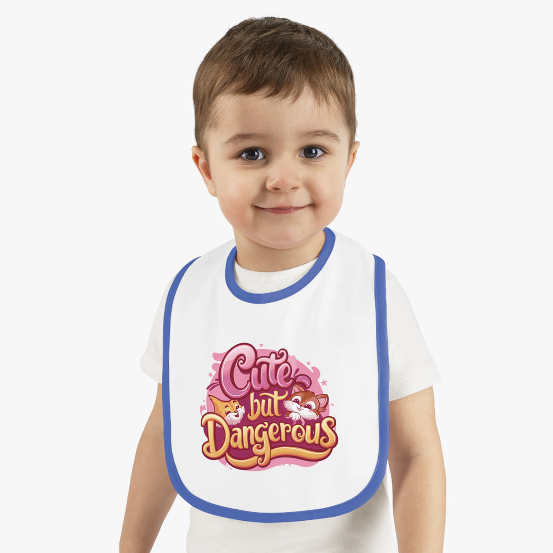 "Cute but dangerous" Baby Contrast Trim Jersey Bib