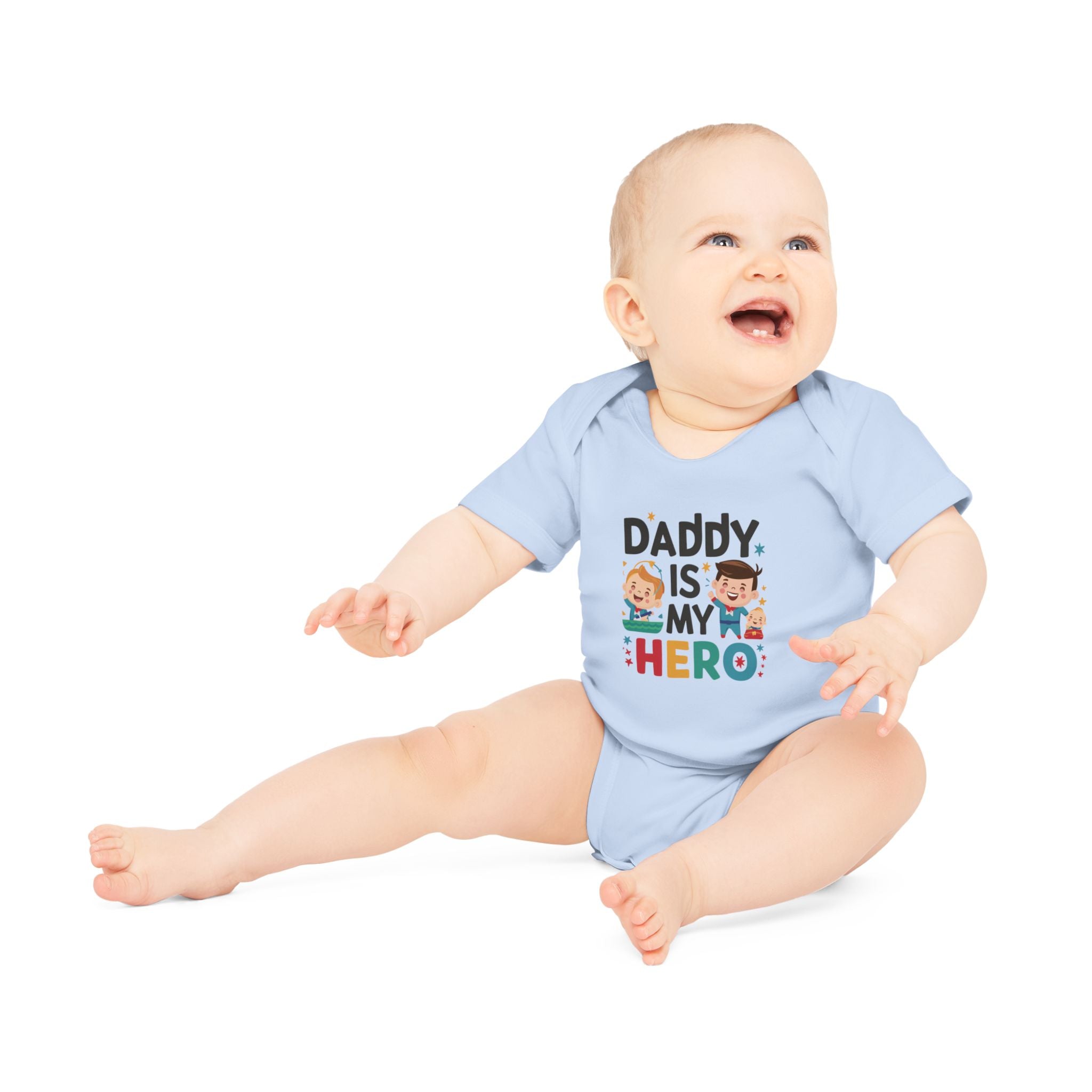 "Daddy is my hero" Baby Organic Short Sleeve Bodysuit