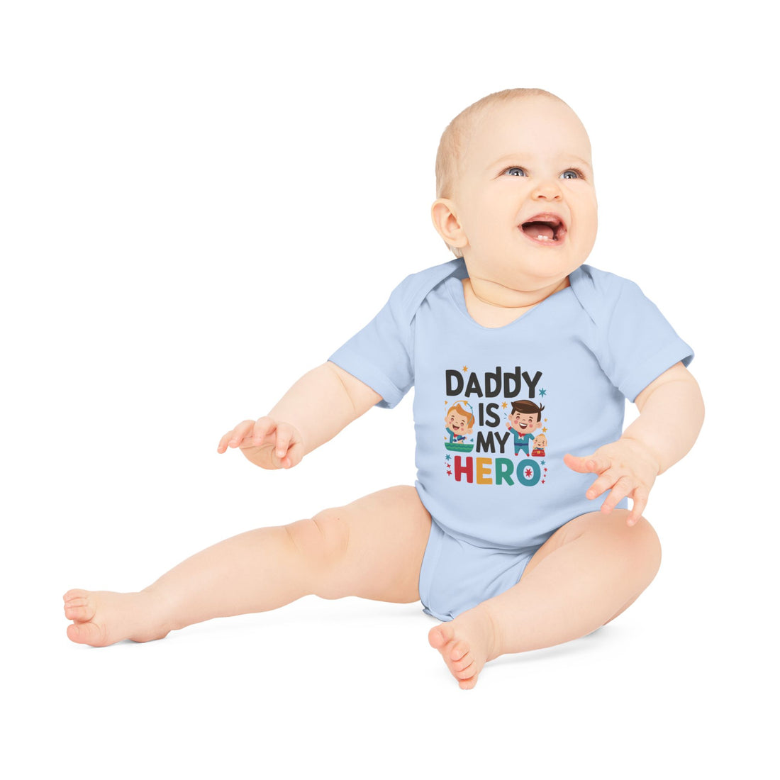 "Daddy is my hero" Baby Organic Short Sleeve Bodysuit