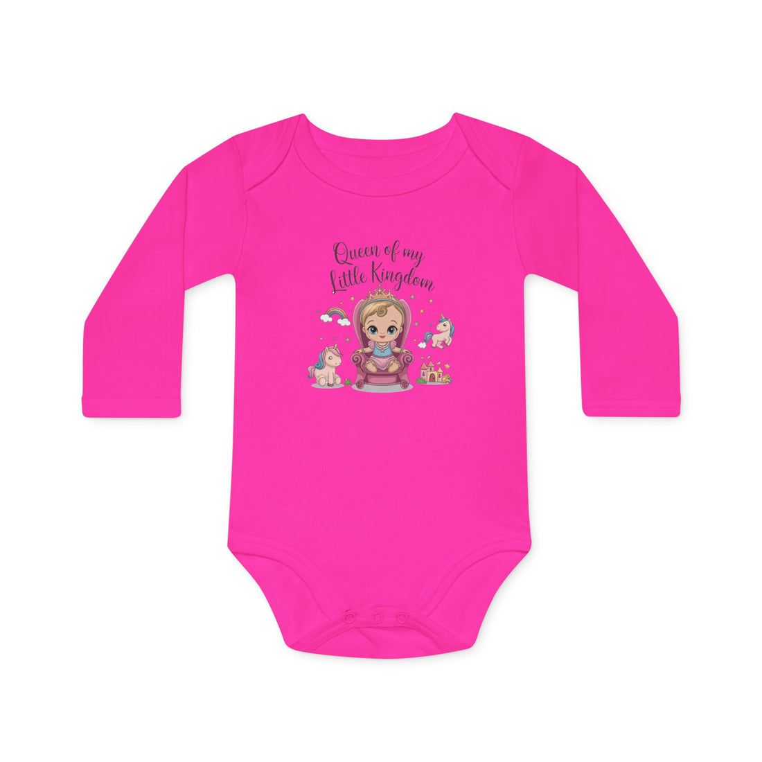 "Queen of my little kingdom" Baby Long-Sleeve Organic Bodysuit