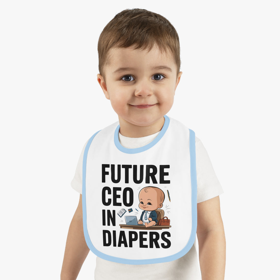 "Future CEO in diapers" Baby Contrast Trim Jersey Bib