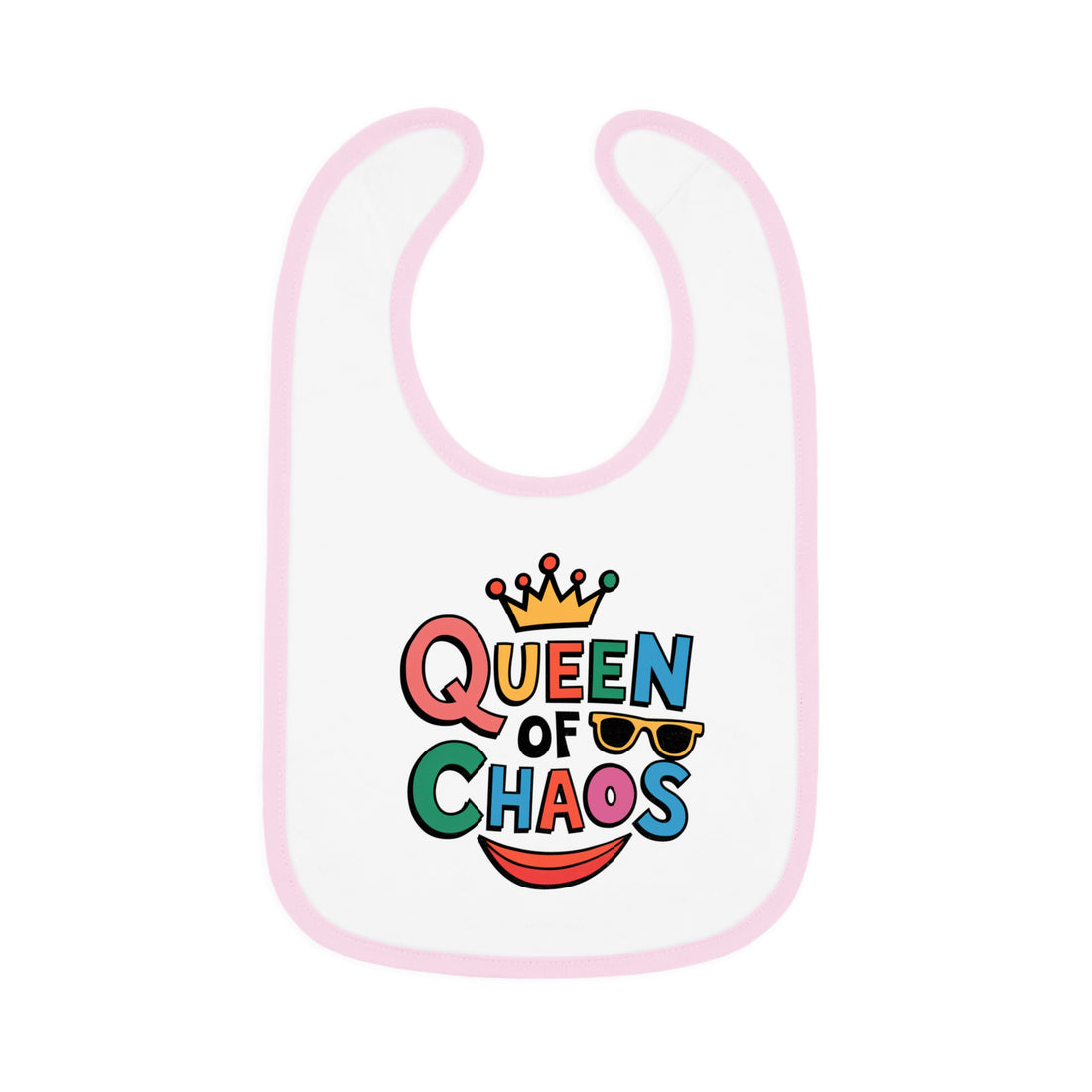 "Queen of chaos" Baby Contrast Trim Jersey Bib