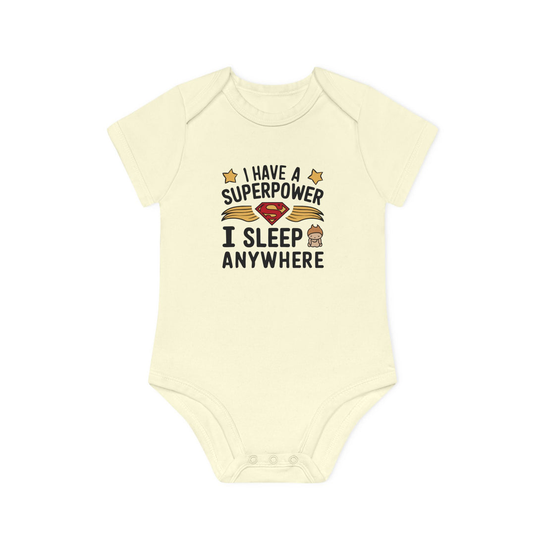 "I have a superpower I sleep anywhere" Baby Organic Short Sleeve Bodysuit