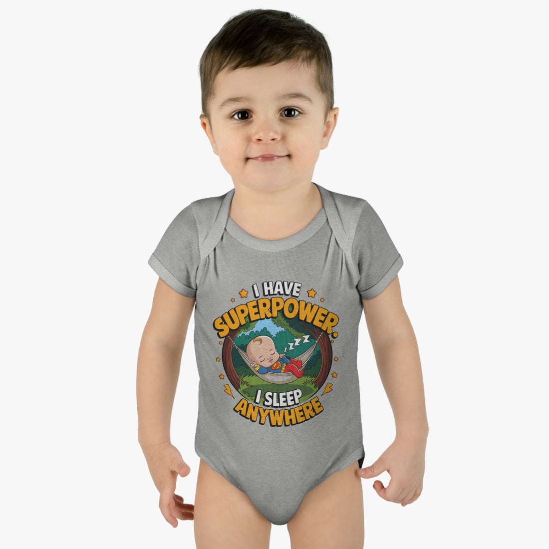 "I have a superpower I sleep anywhere" Infant Baby Rib Bodysuit