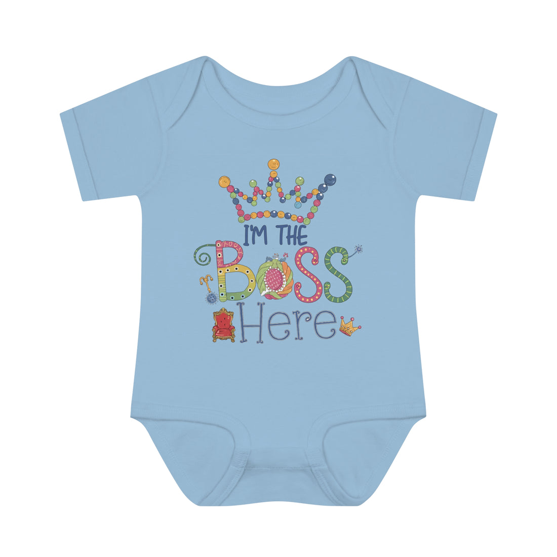 "I'm the boss here" Infant Baby Rib Bodysuit