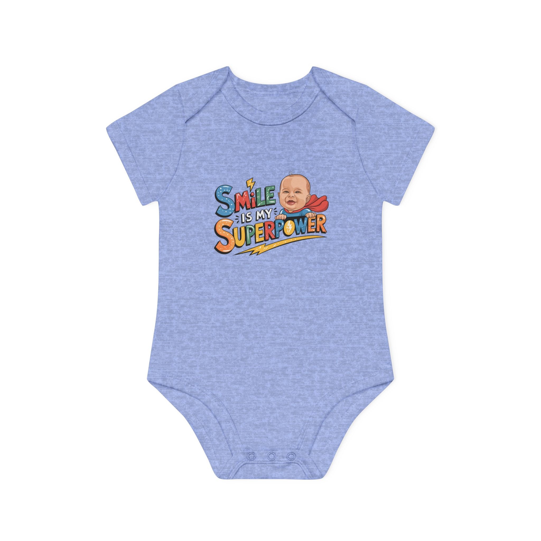 "Smile is my superpower" Baby Organic Short Sleeve Bodysuit