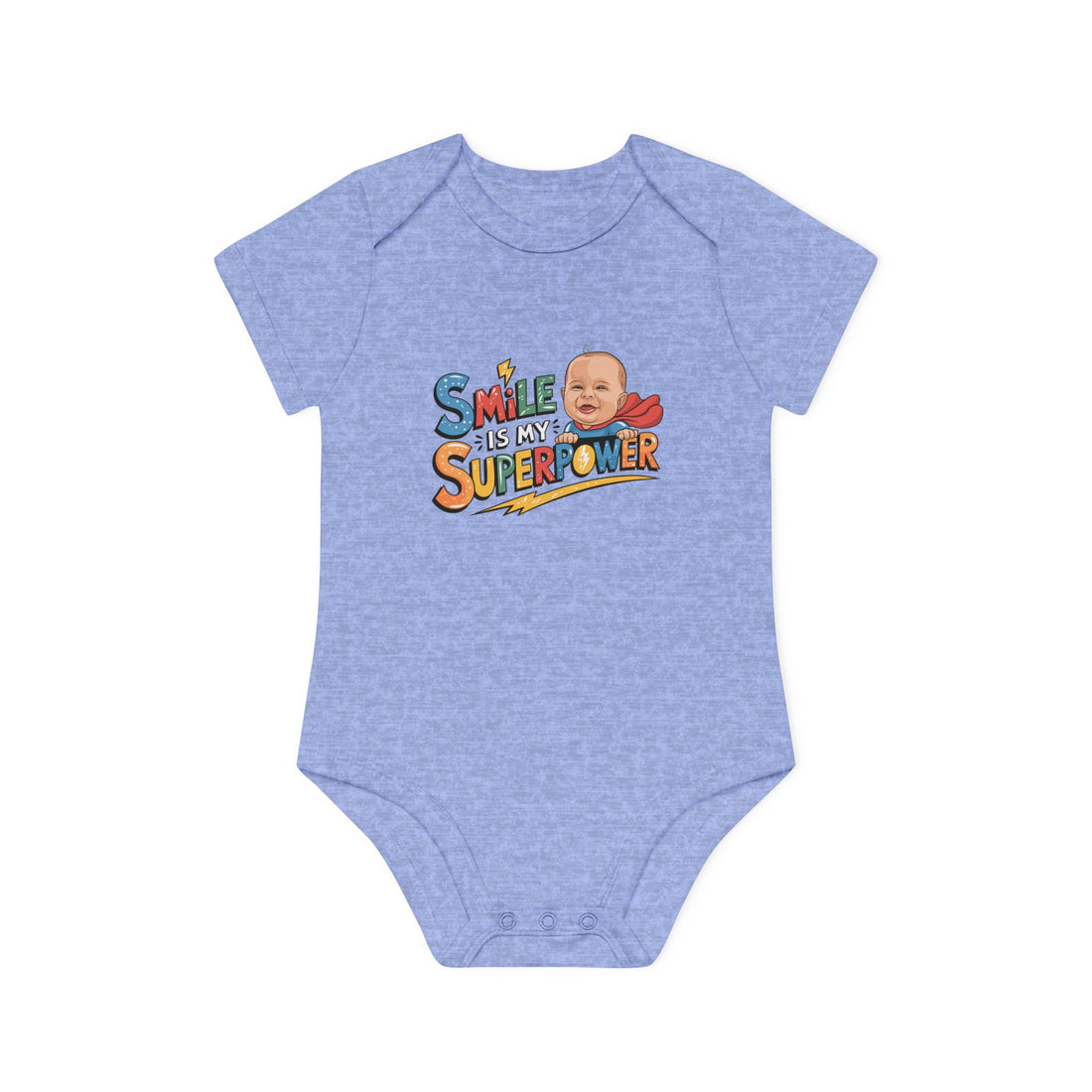 "Smile is my superpower" Baby Organic Short Sleeve Bodysuit