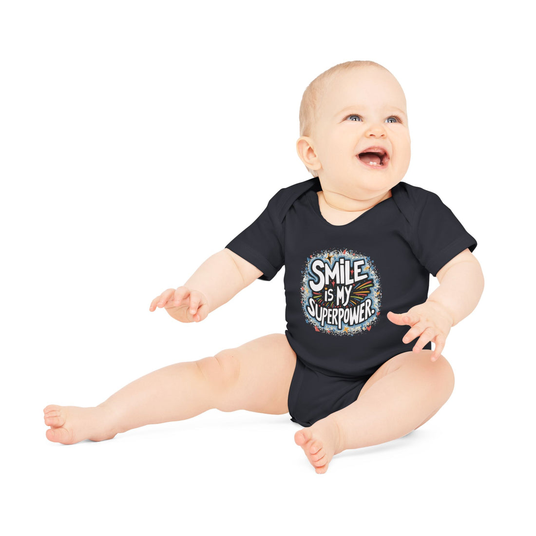 "Smile is my superpower" Baby Organic Short Sleeve Bodysuit