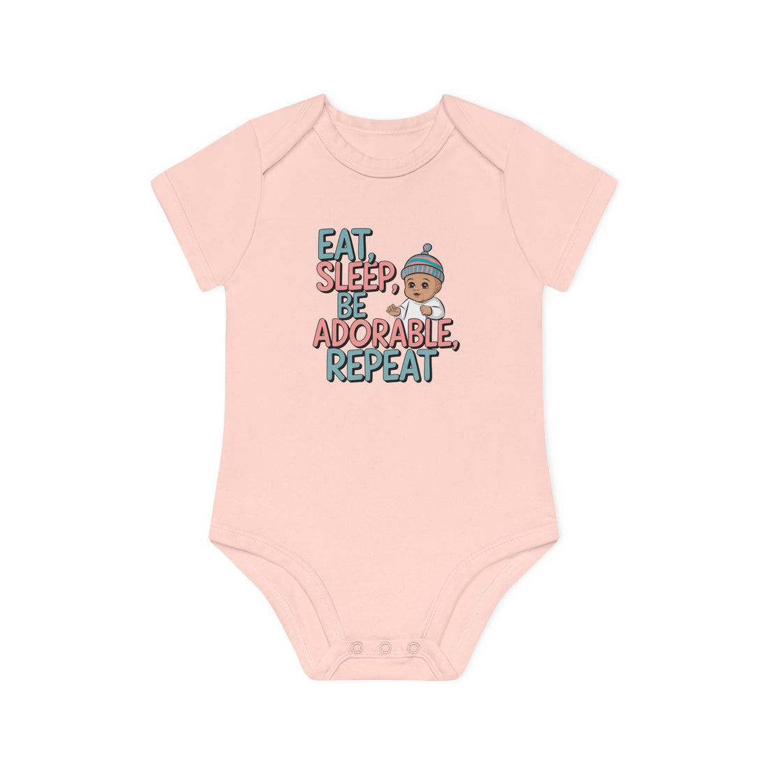 "Eat, sleep, be adorable, repeat" Baby Organic Short Sleeve Bodysuit