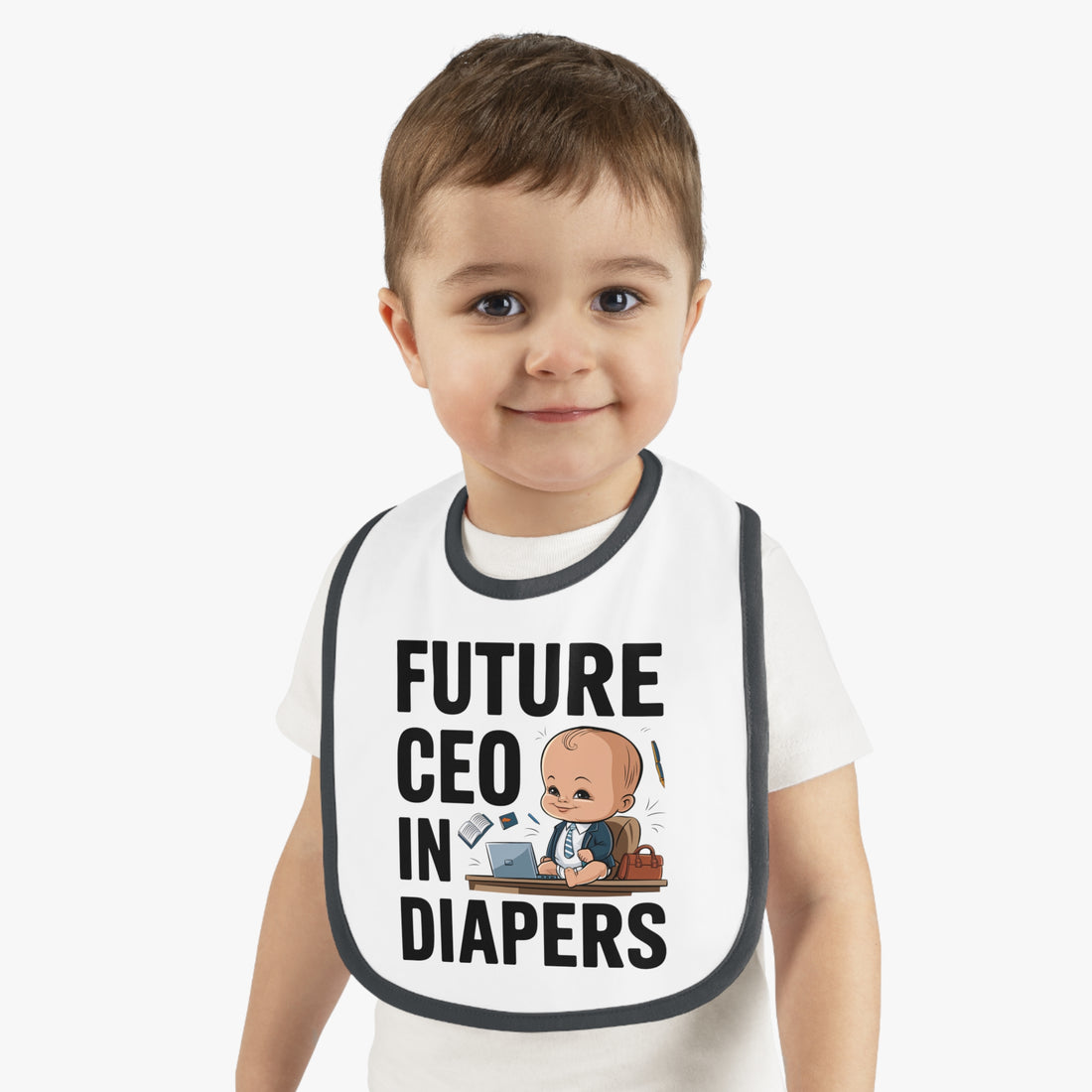 "Future CEO in diapers" Baby Contrast Trim Jersey Bib